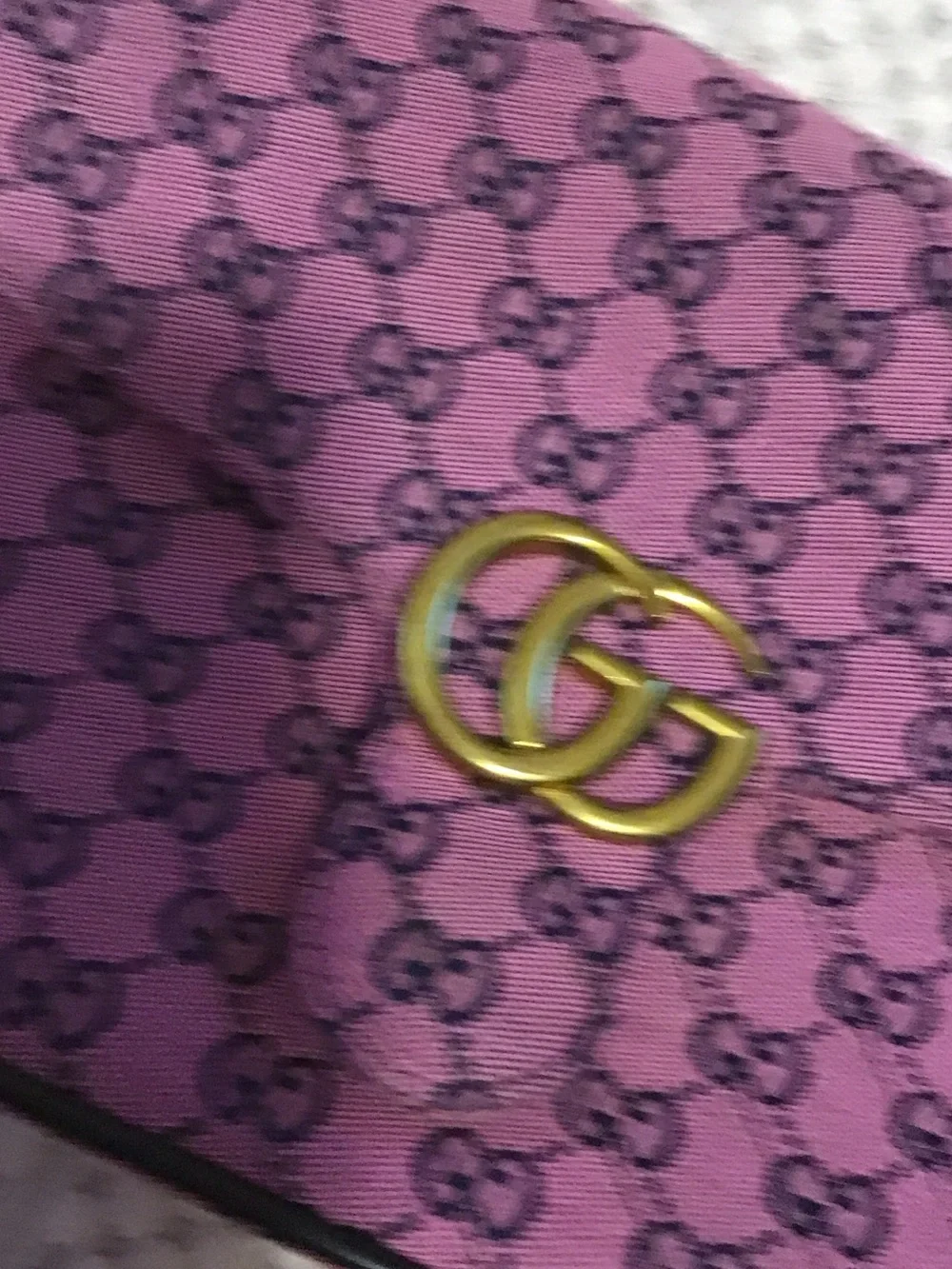 Gucci Purple GG Supreme Chain Shoulder Bag with Gold Hardware
